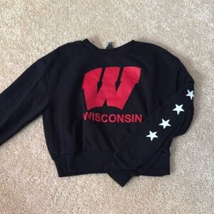 Wisconsin logo sweatshirt, cropped with star design on sleeve